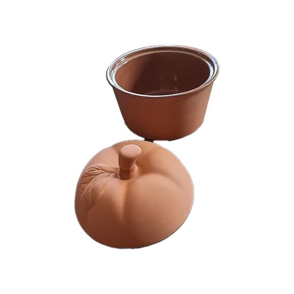 Set of 2 Terracotta Apple Shaped Dutch Oven Baking Dishes 5" - Picture 6 of 12